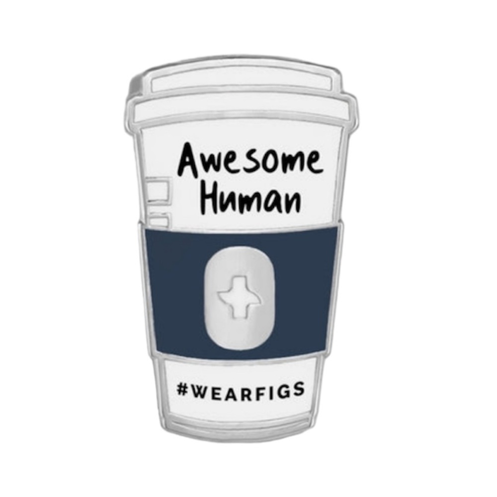 🩶 AWESOME HUMAN Dark Harbor Blue Grey Coffee V Coterie Figs Enamel Pin NEW